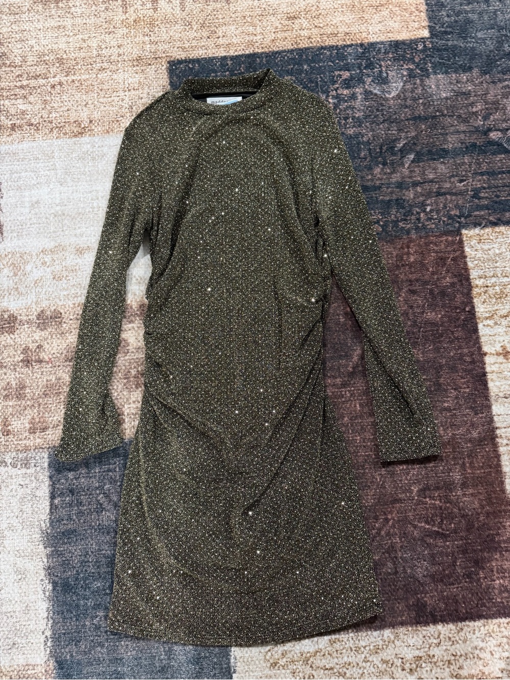 Madden Girl brown/gold Sparkle Long-Sleeve Dress
